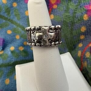NWT Hammered Silver Tone Rustic Western Cowgirl Boho Stretch Ring